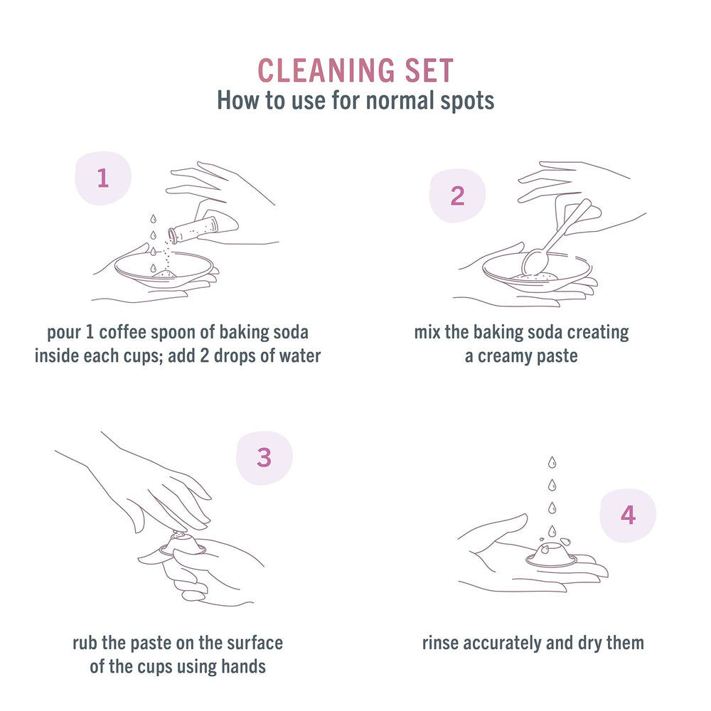 Step-by-step guide to cleaning Silverette silver nursing cups with baking soda and cotton gauze